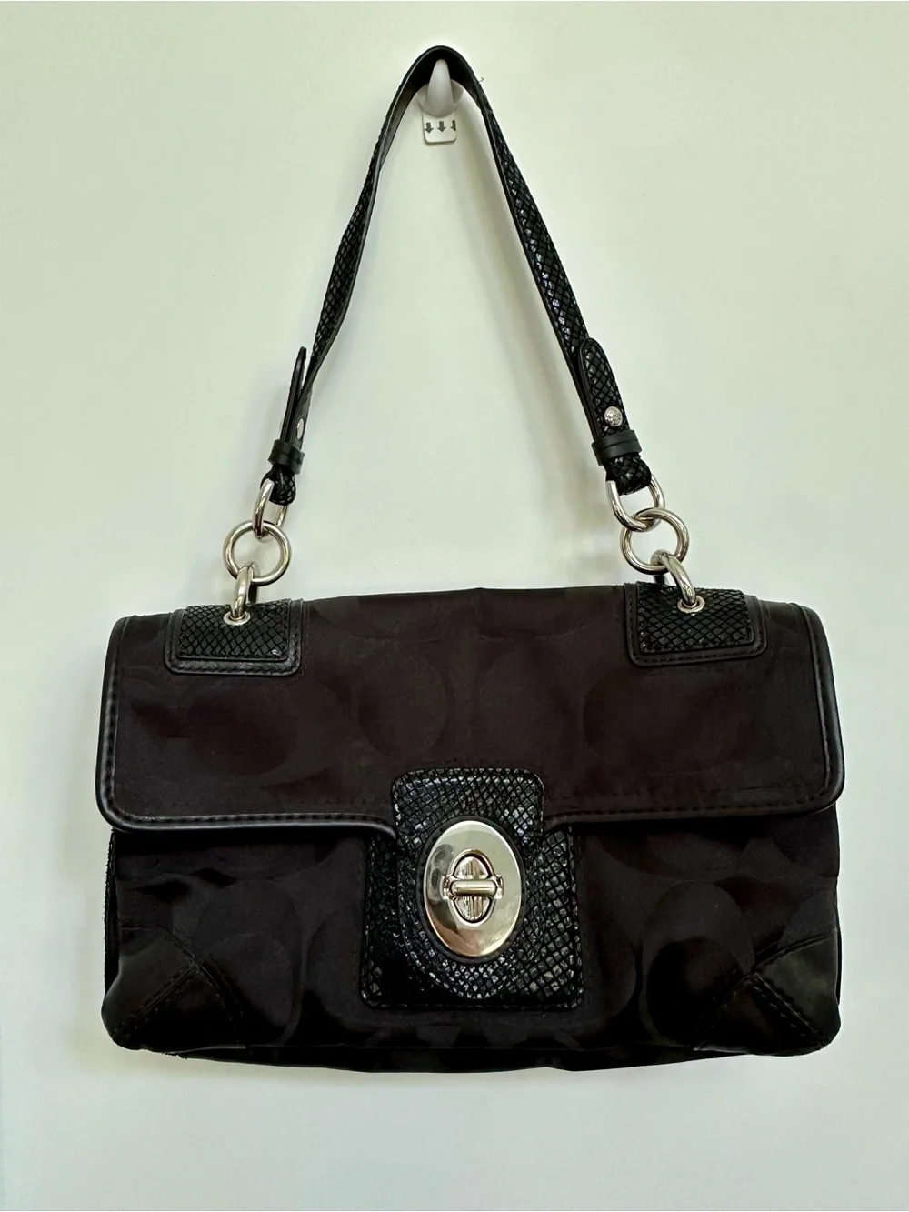 Coach Black Shoulder Bag with Silver Turn-Lock - Picture 10 of 10
